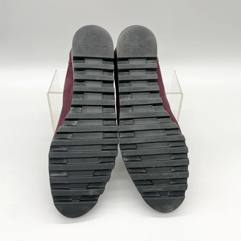 Arche Lomiss Burgundy Nubuck Wedge Ballet Flats Womens 40 Comfort Lagenlook Shoe